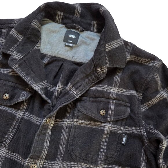 Vans Other - Vans Plaid Flannel Button Up Shirt Men's Large Black Streetwear Cottagecore City